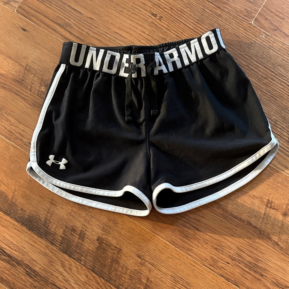 Under Armour Kid’s Black Shorts with White Trim
